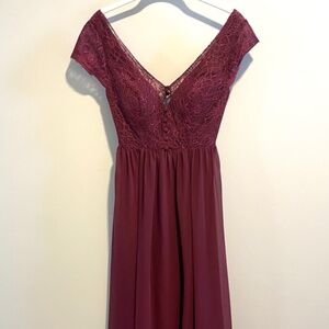 Azazie Marlene Full length bridesmaid dress in Cabernet